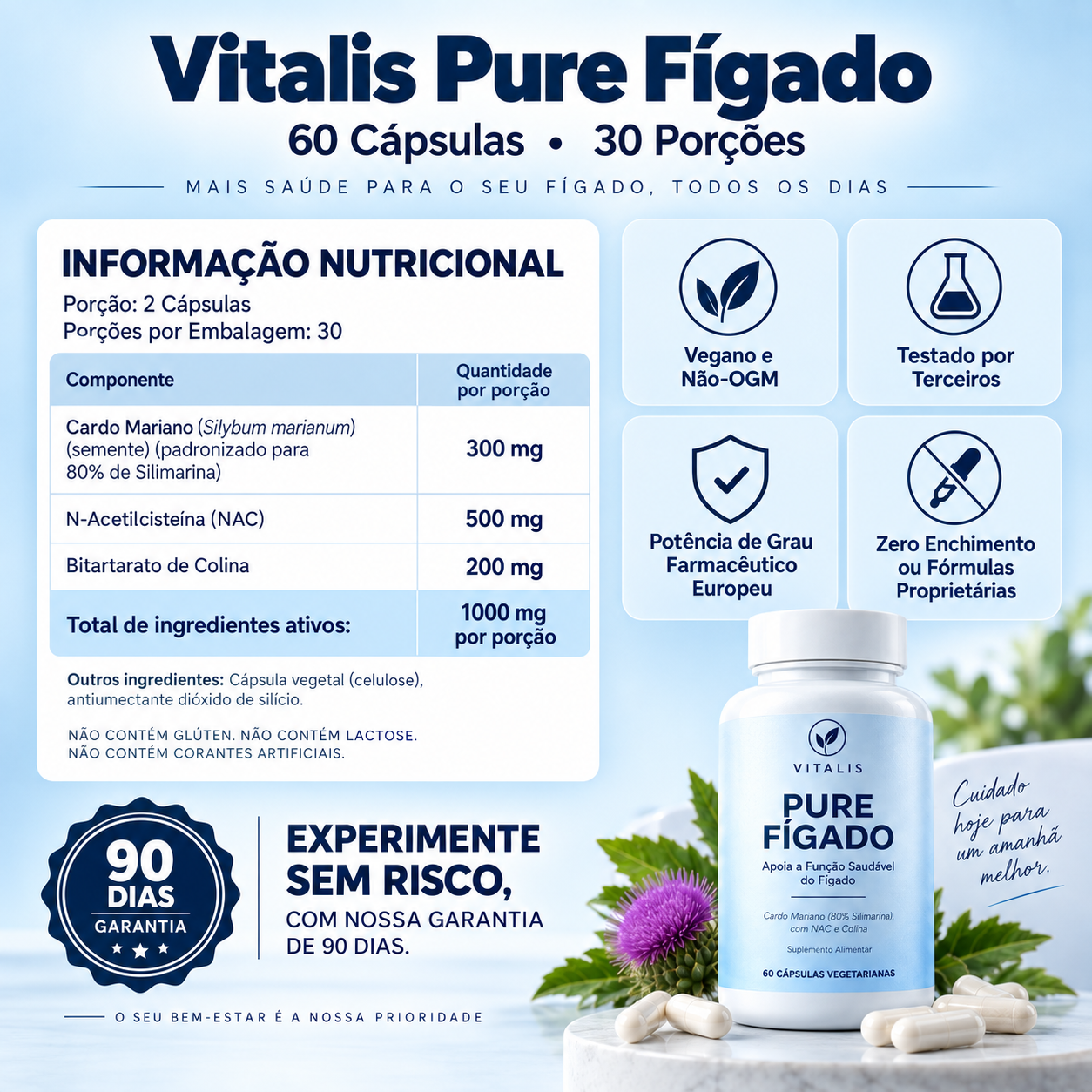 Vitalis Pure Fígado - informação nutricional